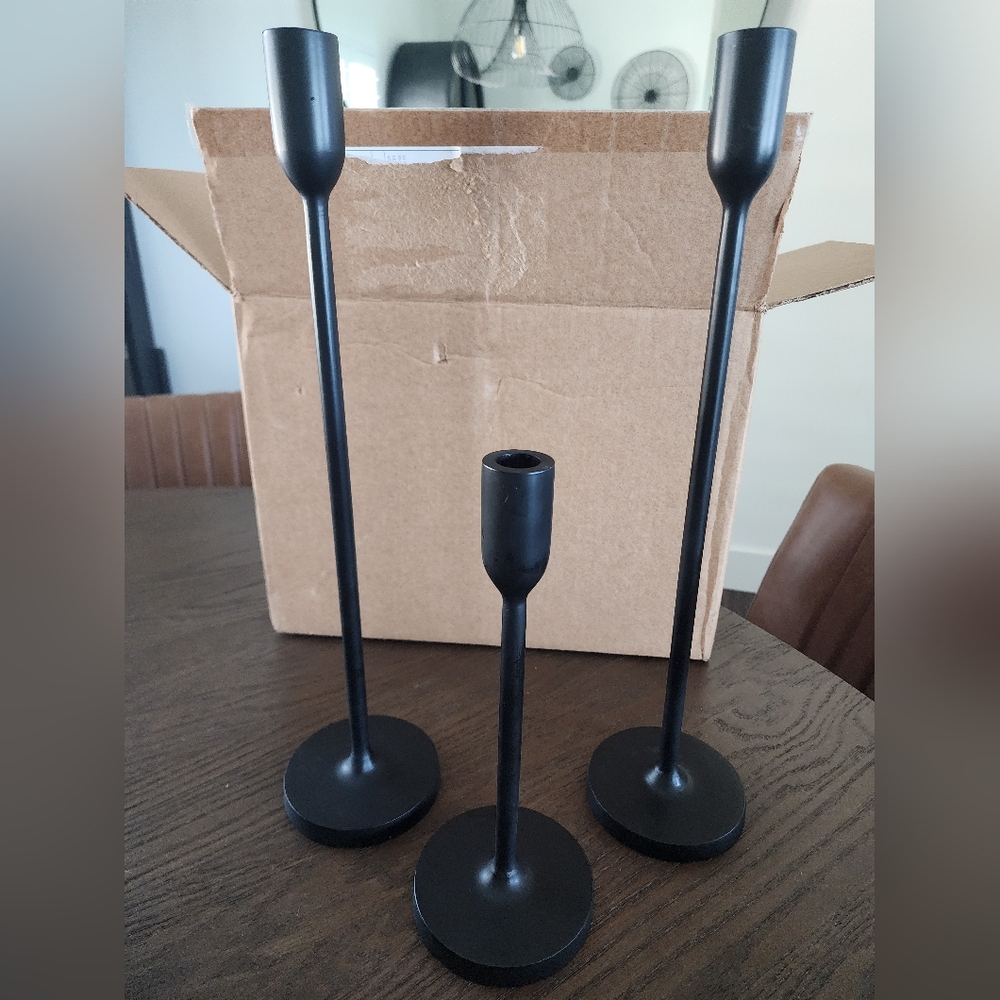 Crate&Barrel Black Candle Holders